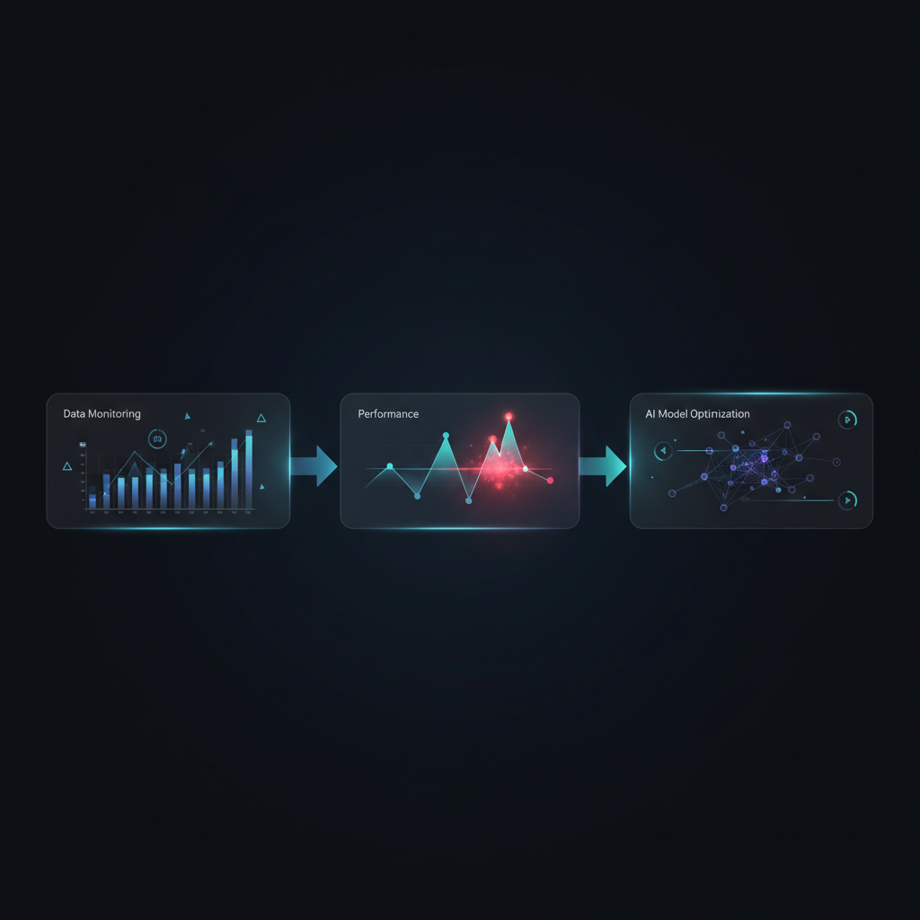 A flowchart illustrating the 7-step AI automation setup process, with arrows showing iterative optimization.