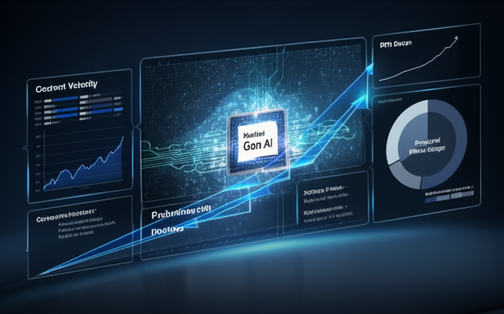 A graph showing rapid growth of AI adoption in content creation from 2024 to 2026, with a clear upward trend in profitability for AI-driven blogs.