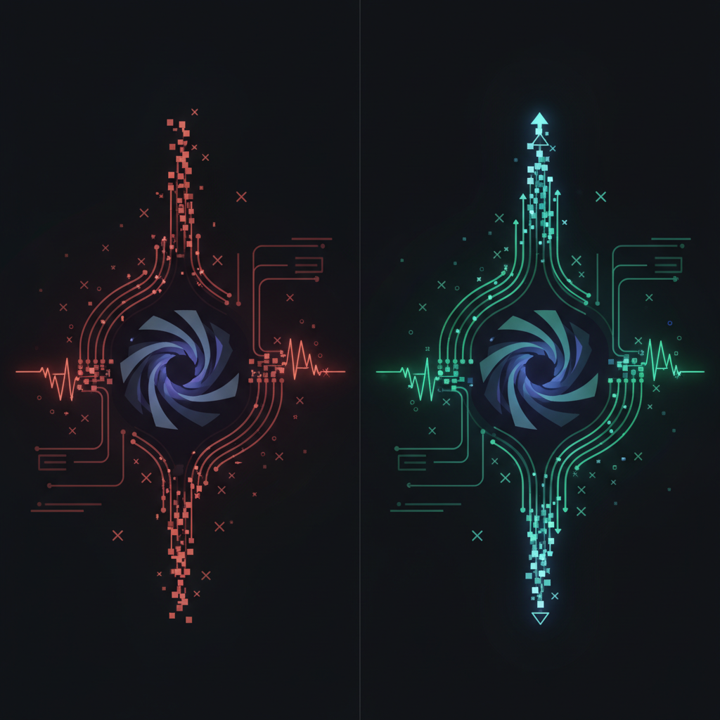 A complex flowchart showing Google's search algorithm evaluating AI-generated content with various technical SEO factors branching out