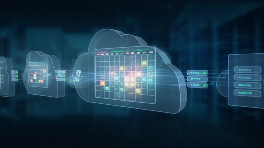 A dashboard showing key performance indicators (KPIs) like cost savings, resource utilization, and ROI improvement from AI-driven cloud optimization