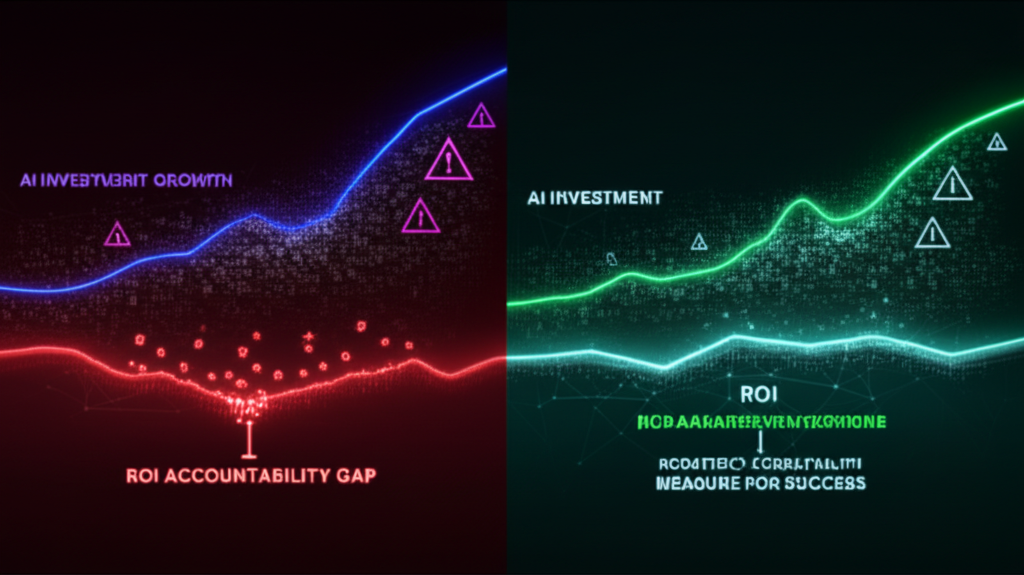 A graph showing an upward trend of AI investment ROI over time with strategic data points.