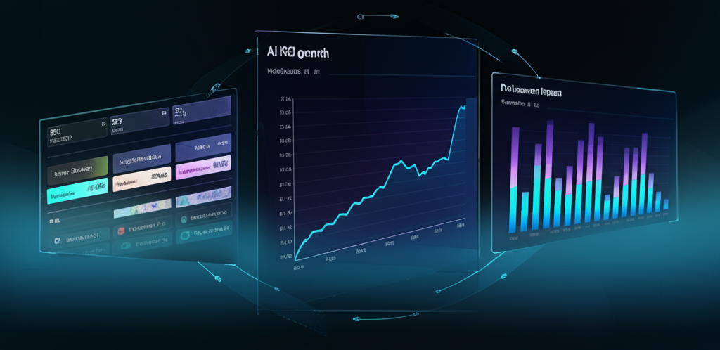 A modular diagram showing interconnected steps of an AI ROI measurement framework.