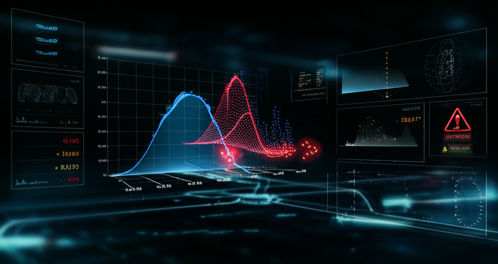 A dashboard showing various drift detection metrics and alerts from an MLOps monitoring tool.