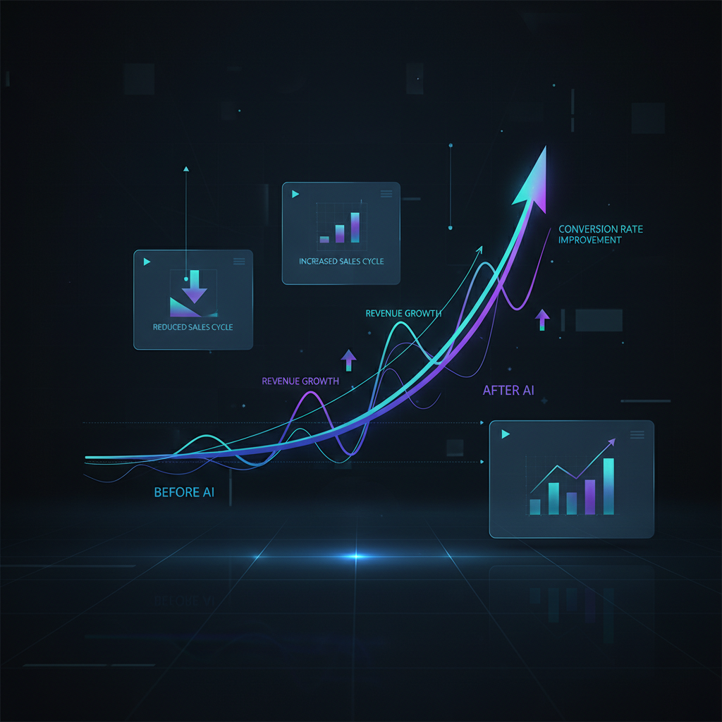 A chart illustrating the increase in lead conversion rates and sales revenue after implementing AI lead scoring