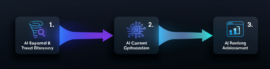 A futuristic digital dashboard displaying SEO metrics with AI graphs and data visualization