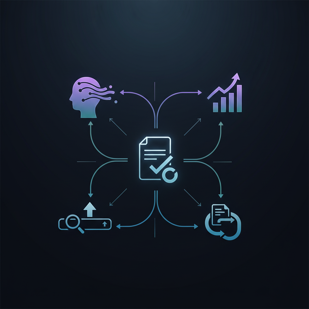 두 명의 사람이 노트북 화면을 보며 AI가 생성한 글을 함께 검토하고 수정하는 모습