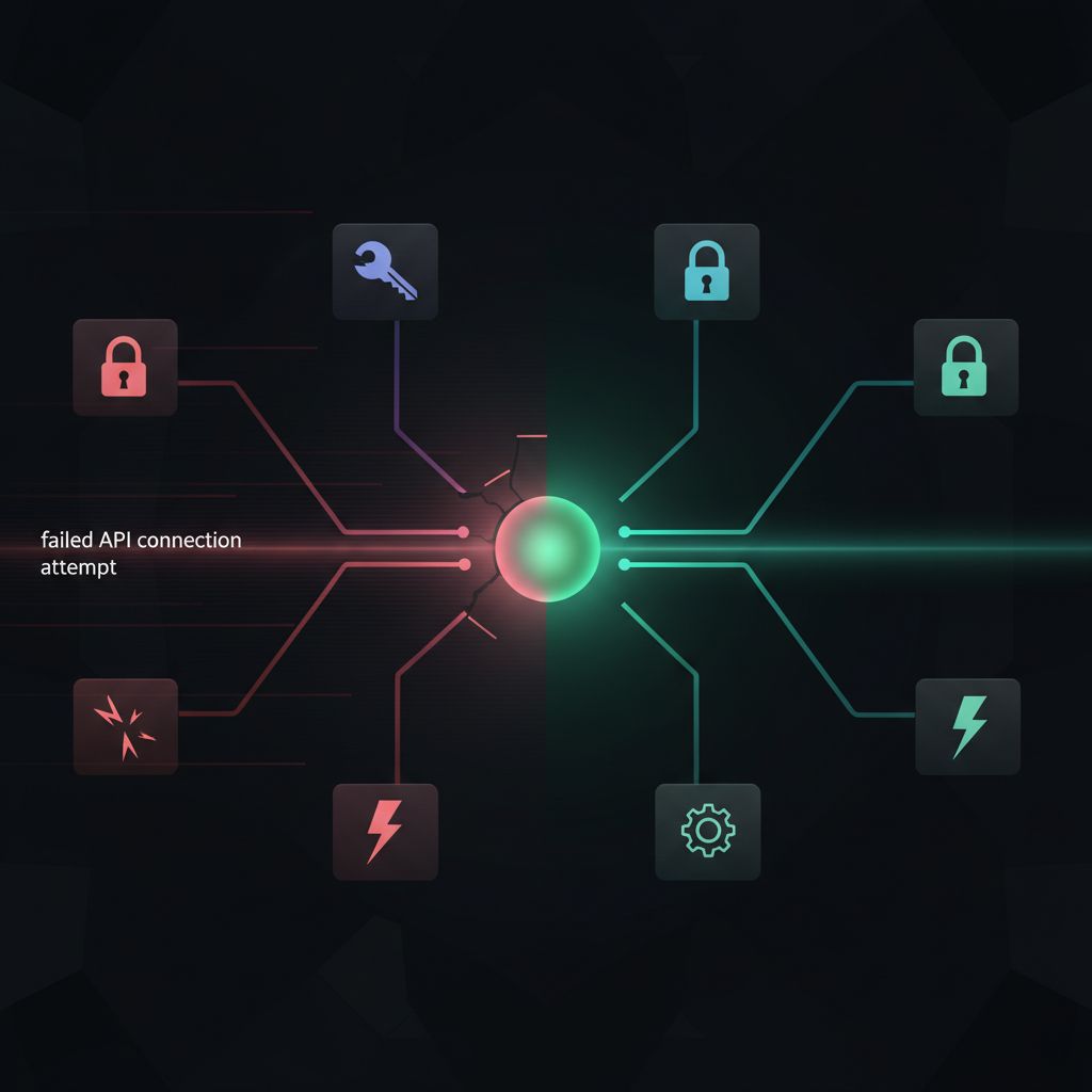 Gemini API 연결 오류의 다양한 유형과 문제 지점을 시각적으로 보여주는 다이어그램