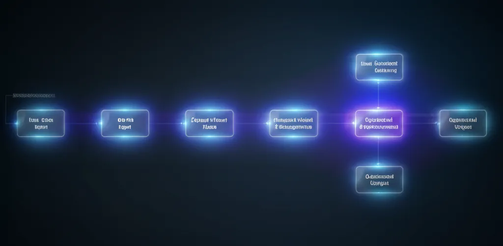 A diverse group of executives in a modern boardroom collaborating, with a digital overlay showing strategic AI integration roadmaps and goal setting.