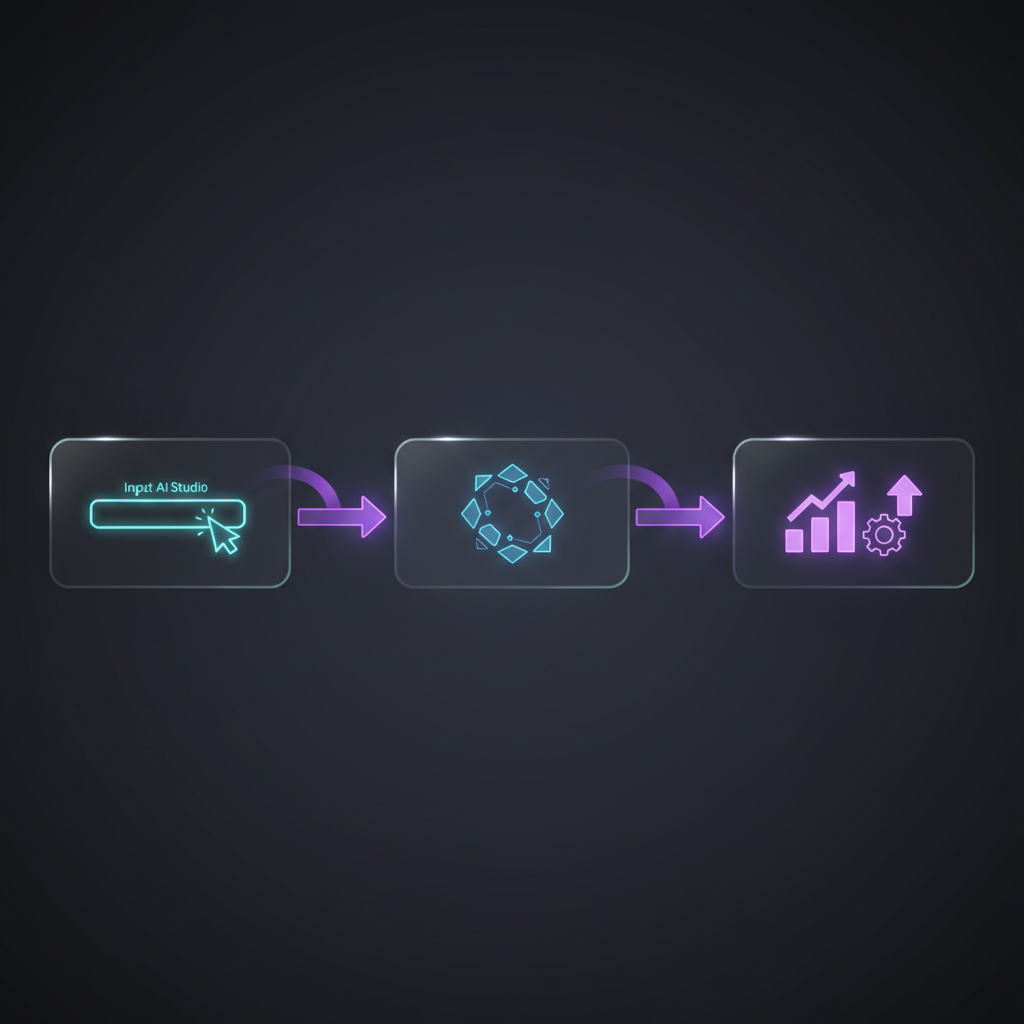 A digital brain connecting to various business icons like money, gears, and documents, symbolizing the importance of AI prompts for business outcomes.