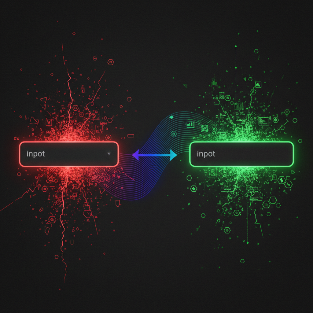 A magnifying glass examining a complex prompt structure on a screen, with financial graphs in the background, signifying detailed analysis for future returns.