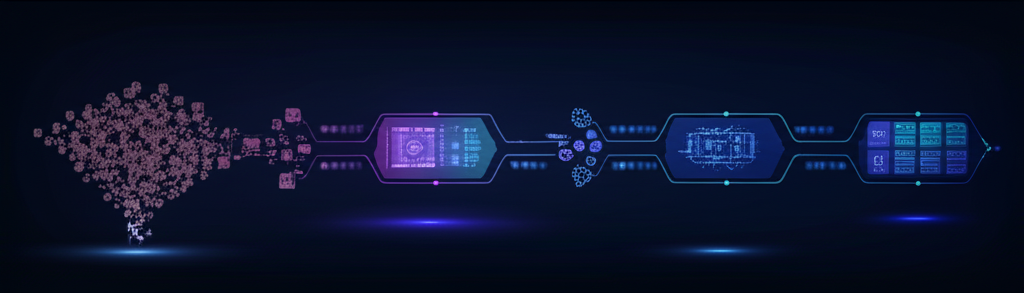 A conceptual image showing gears interlocking, representing the synergy between Zapier and ChatGPT, with a faint glow symbolizing efficient automation and cost savings.