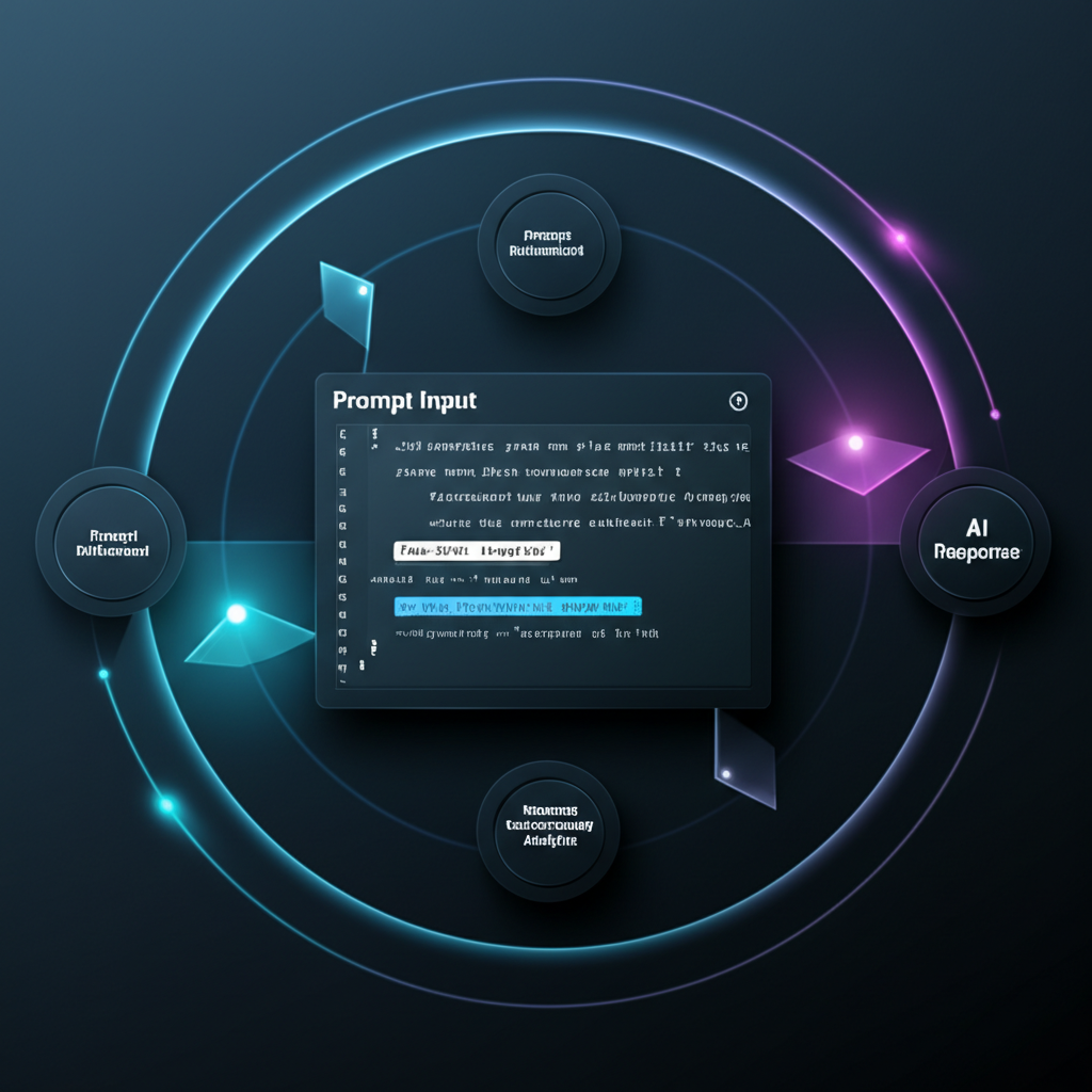 A step-by-step infographic showing the 7 stages of prompt engineering, from goal setting to optimization, with distinct icons for each step.